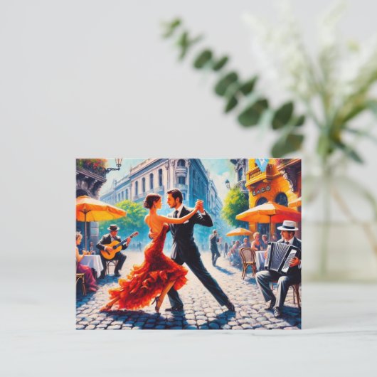 Paar dansen in de tango in Argentinië Briefkaart (Staand voorkant)