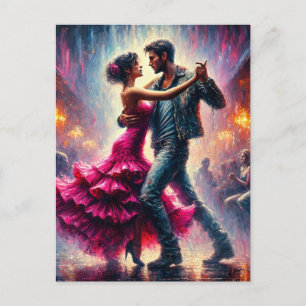 Paar dansen in een nachtclub briefkaart