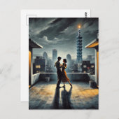 Paar dansen met Taipei 101 Briefkaart (Voorkant / Achterkant)