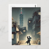 Paar dansen met Taipei 101 op de achtergrond Briefkaart (Voorkant / Achterkant)