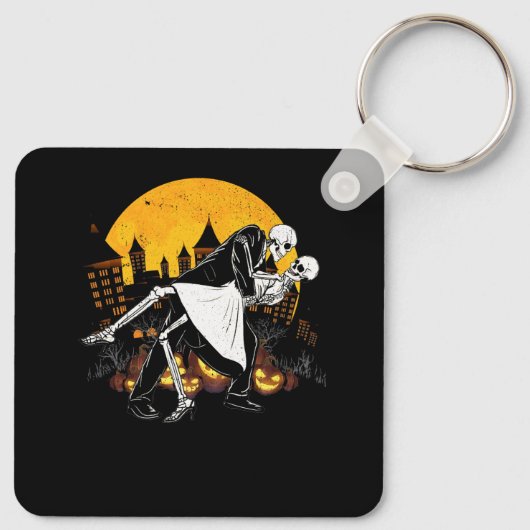 Paar Dansende Skeletten Dag van de Doden-H Sleutelhanger (Achterkant)