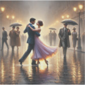 Paar danst in de regen sticker (Voorkant)