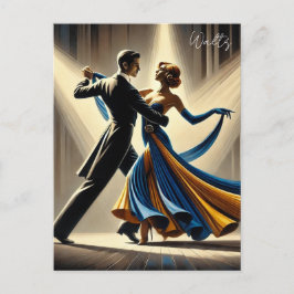 paar danst wals briefkaart