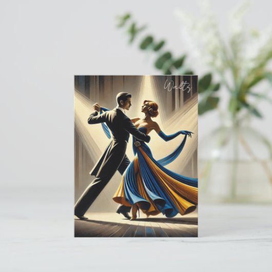 paar danst wals briefkaart (Staand voorkant)