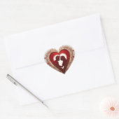 Paar dat elkaar omhelst in een groot rood hart sticker (Envelop)