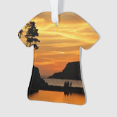Paar & Dog Vivid Beach Sunset Silhouettes Ornament (voorkant)