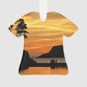 Paar & Dog Vivid Beach Sunset Silhouettes Ornament (achterkant)