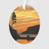 Paar & Dog Vivid Beach Sunset Silhouettes Ornament (voorkant)