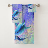 Paar Dolfijn Badhanddoek Set Gelukkige Dolfijnen Bad Handdoek (Insitu)