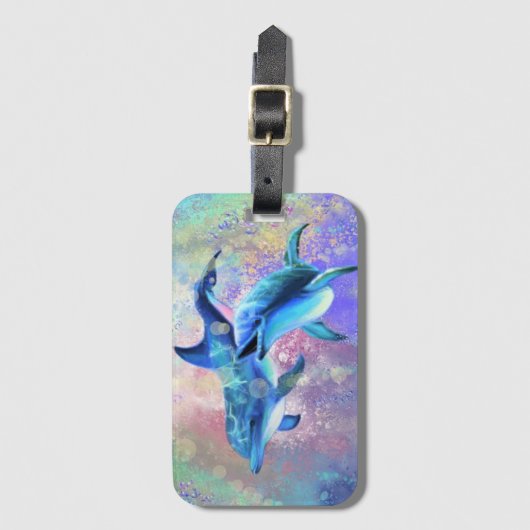 Paar Dolfijn Bagagelabel (Voorkant (verticaal))