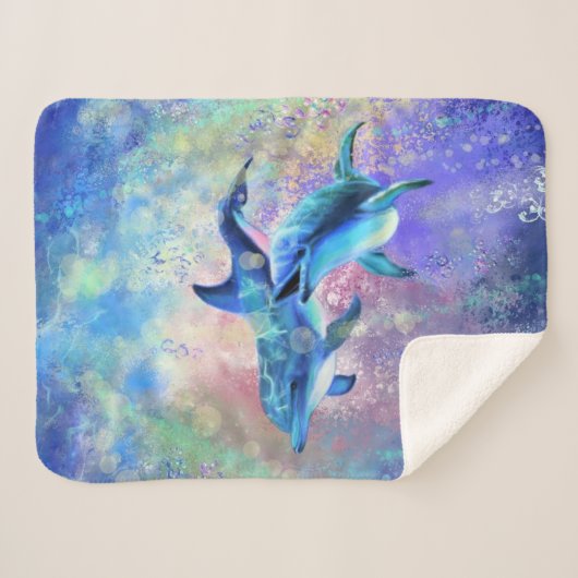 Paar Dolfijn Sherpa Deken (Voorkant (horizontaal))