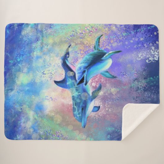 Paar Dolfijn Sherpa Deken (Voorkant (horizontaal))