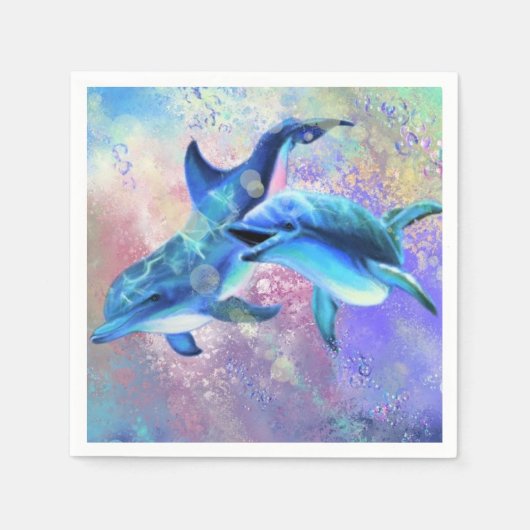 Paar Dolfijnen Servetten (Voorkant)