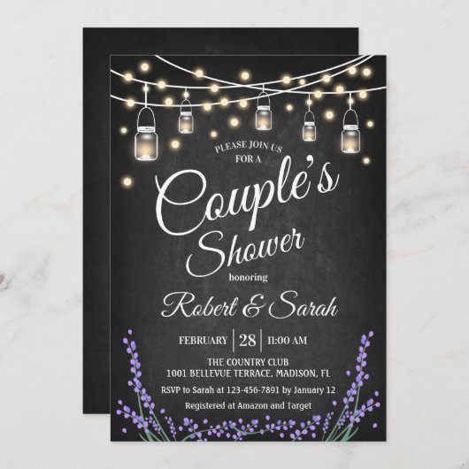 Paar Douche - Lavendel schoolbord Kaart (Voorkant / Achterkant)