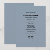 Paar Douche Stoffig Blauw Zwart Bloemen Bruiloft Kaart (Voorkant / Achterkant)