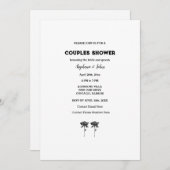 Paar Douche Zwart Wit Bloemen Eenvoudige Bruiloft Kaart (Voorkant / Achterkant)