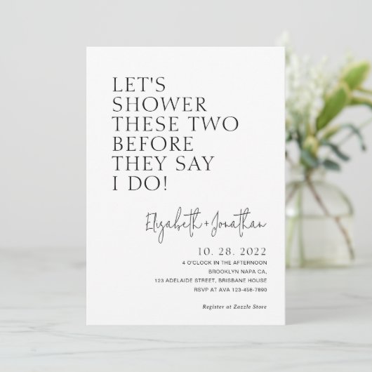 Paar douchen voordat ze zeggen dat ik foto bruids  kaart (Staand voorkant)