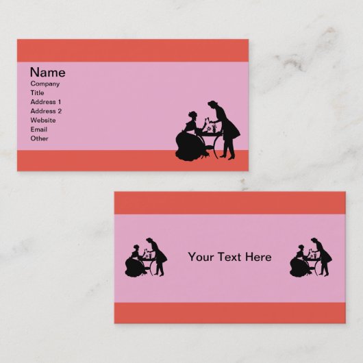 Paar Drink wijn op tafelroze Visitekaartje (Voorkant / Achterkant)