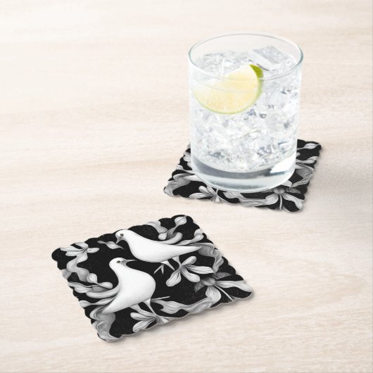 Paar Duiven Kartonnen Onderzetters (Insitu)