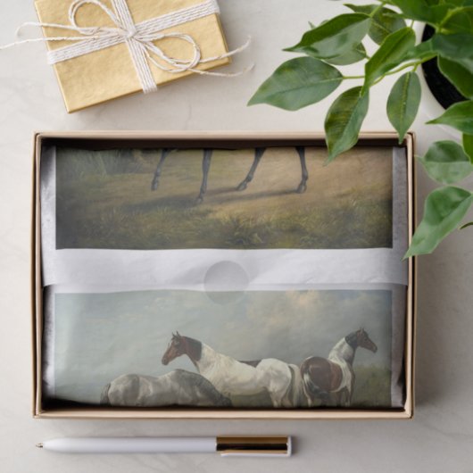 Paar echte (niet AI) paardenschilderijen Tissuepapier (Geschenk)