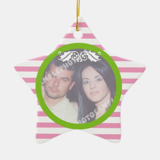 Paar eerste / 1e kerst bruiloft foto ornament (Voorkant)