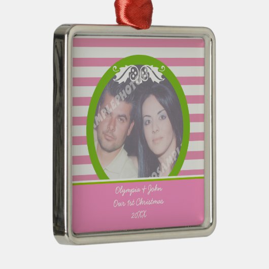 Paar eerste / 1e kerst bruiloft foto ornament (Rechts)