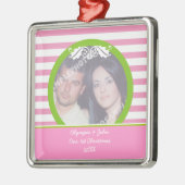 Paar eerste / 1e kerst bruiloft foto ornament (Links)