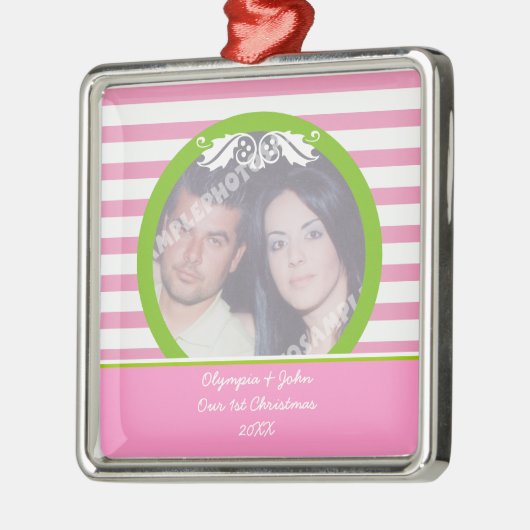 Paar eerste / 1e kerst bruiloft foto ornament (Links)