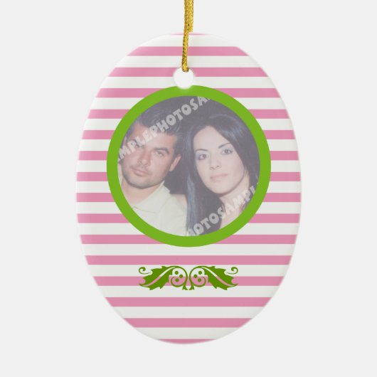 Paar eerste / 1e kerst bruiloft foto ornament (Voorkant)