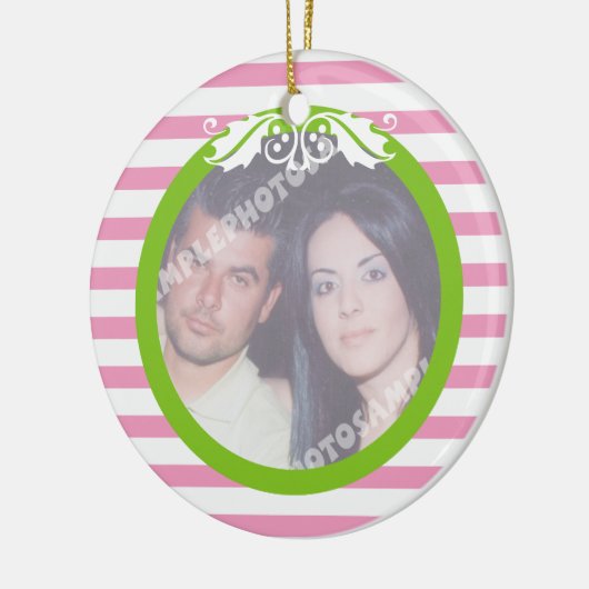 Paar eerste / 1e kerst bruiloft foto ornament (Links)