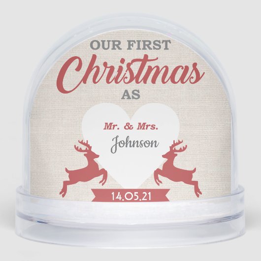 Paar eerste kerst sneeuw wereldbol sneeuwbol (Voorkant)