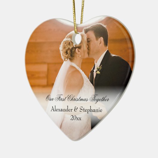 Paar eerste kerstfeest Together Keepomwille Foto Keramisch Ornament (Links)