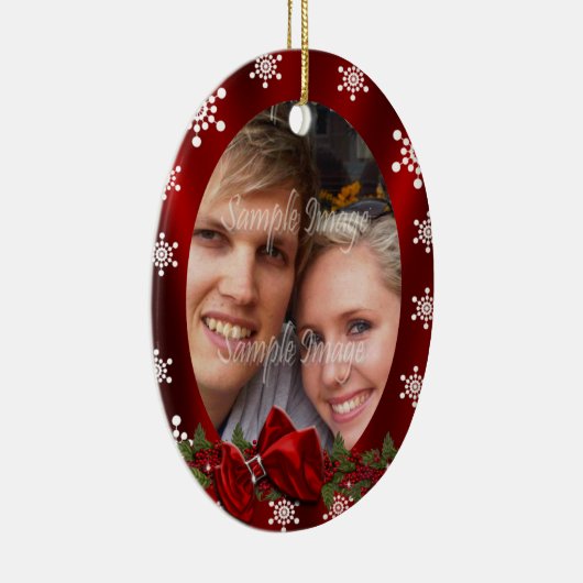 Paar eerste kerstfoto PERSONALIZE Keramisch Ornament (Rechts)