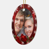 Paar eerste kerstfoto PERSONALIZE Keramisch Ornament (Links)