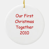 Paar eerste Kerstmis Keramisch Ornament (Achterkant)