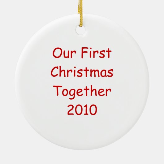 Paar eerste Kerstmis Keramisch Ornament (Achterkant)