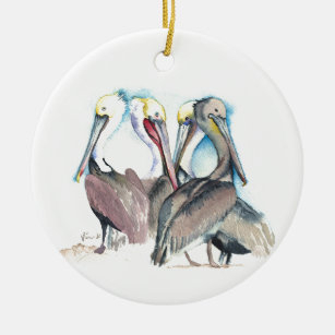 Paar eerste kerstornament Pelicans Keramisch Ornament