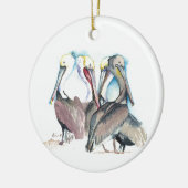 Paar eerste kerstornament Pelicans Keramisch Ornament (Links)