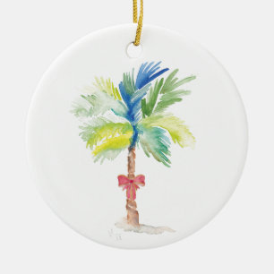 Paar eerste kerstsierpalmboom keramisch ornament