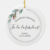 Paar eerste kerstversiering keramisch ornament (Achterkant)