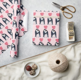 Paar Emperor Penguin Heart Valentijnsdag Cadeaupapier
