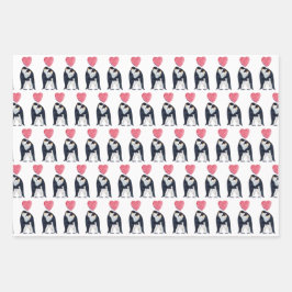 Paar Emperor Penguin Heart Valentijnsdag Inpakpapier Vel