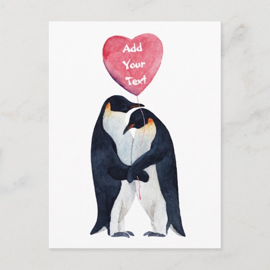 Paar Emperor Penguins Heart gepersonaliseerd Briefkaart (Voorkant)