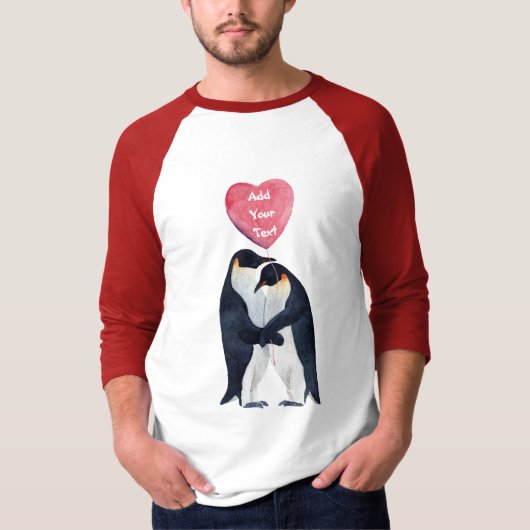 Paar Emperor Penguins Heart gepersonaliseerd T-shirt (Voorkant)