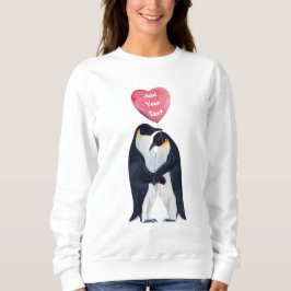 Paar Emperor Penguins Heart gepersonaliseerd Trui