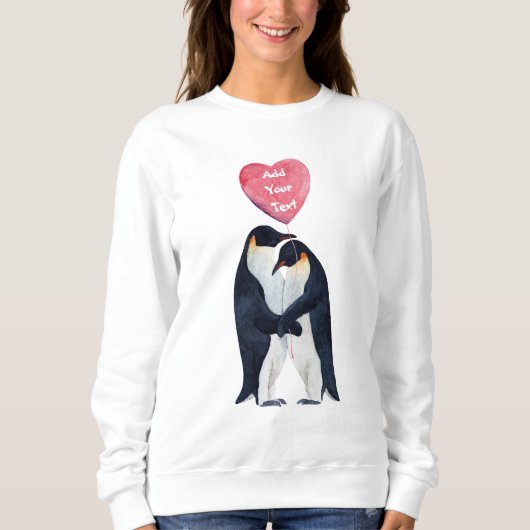 Paar Emperor Penguins Heart gepersonaliseerd Trui (Voorkant)