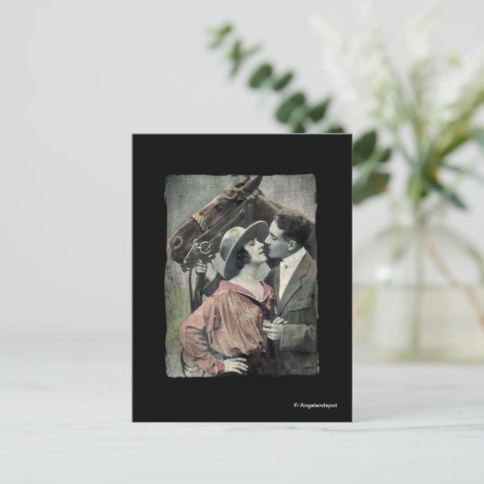  paar en paarden briefkaart (Staand voorkant)