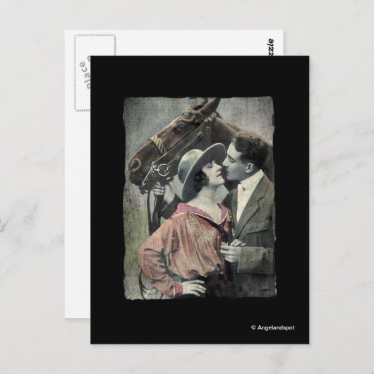  paar en paarden briefkaart (Voorkant / Achterkant)