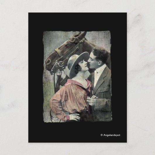  paar en paarden briefkaart (Voorkant)