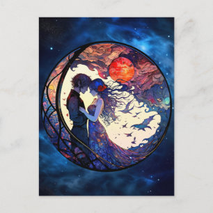 Paar Faux Glas in lood Briefkaart